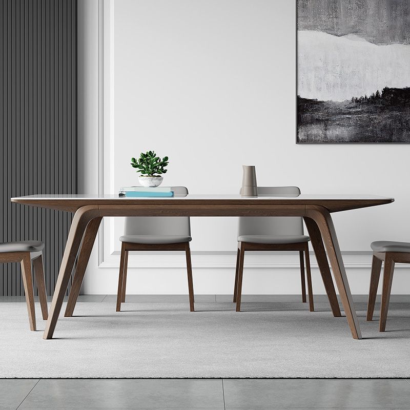 Modern Stone Rectangle Dining Table 4 Legs Table for Kitchen Clearhalo 'Dining Tables & Seating' 'Dining Tables' 'dining_table' 'furn' 'furn_dining_table' 'Furniture' 'Kitchen & Dining Furniture' 1200x1200_72284ec1-f00c-40ef-a728-aab9bc6001a8