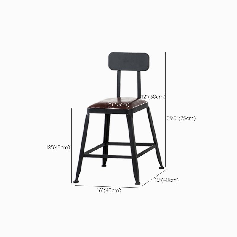 Industrial Brown Counter Stool Leather Square Stool with Black Metal Frame Clearhalo 'Bar Furniture' 'Bar Stools' 'bar_stools' 'furn' 'furn_bar_stools' 'Furniture' 'Kitchen & Dining Furniture' 1200x1200_722a4839-ec10-4cfa-8ad9-6485f14bef29