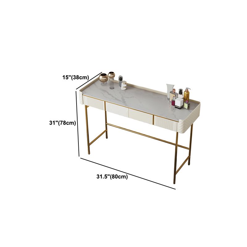 Contador de maquillaje de piedra 14.96 "de ancho mesas de tocador de madera maciza con cajones de almacenamiento