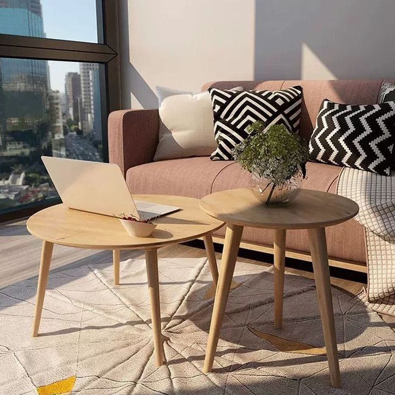 Solid Wood Nordic 3 Legs Side Table Natural/White Round End Table Clearhalo 'Coffee & Accent Tables' 'End & Side Tables' 'end_side_table' 'end_side_tables' 'furn' 'furn_end_side_tables' 'Furniture' 'furniture_end_side_table' 'Living Room Furniture' 1200x1200_722d1ba4-b008-42b6-9bea-cd3321fa61d4