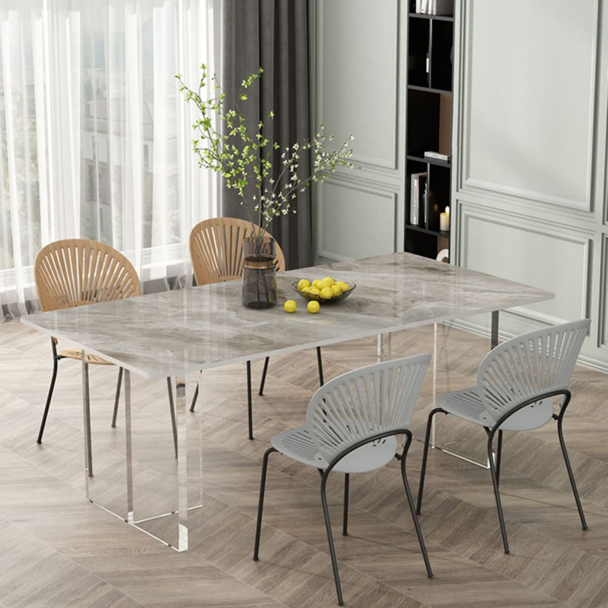 Rectangle Dining Table Acrylic Base Table for Kitchen Dining Room Clearhalo 'Dining Tables & Seating' 'Dining Tables' 'dining_table' 'furn' 'furn_dining_table' 'Furniture' 'Kitchen & Dining Furniture' 1200x1200_722f1bf8-1b94-4c02-8057-7007afd11116