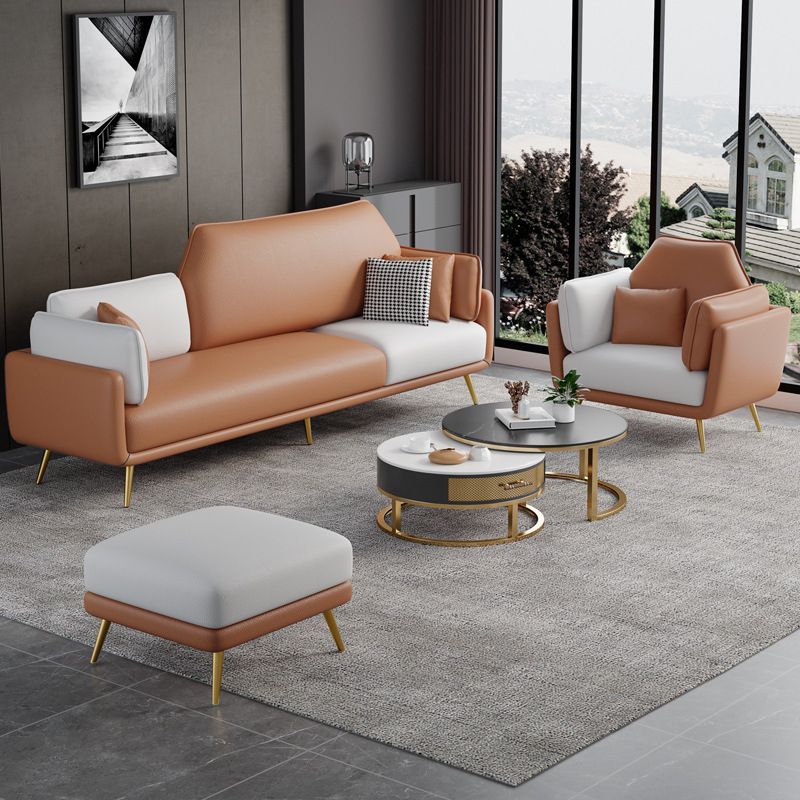 Square Arm  Sofa 31.49" D x 32.67" H Faux Leather Sofa for Living Room