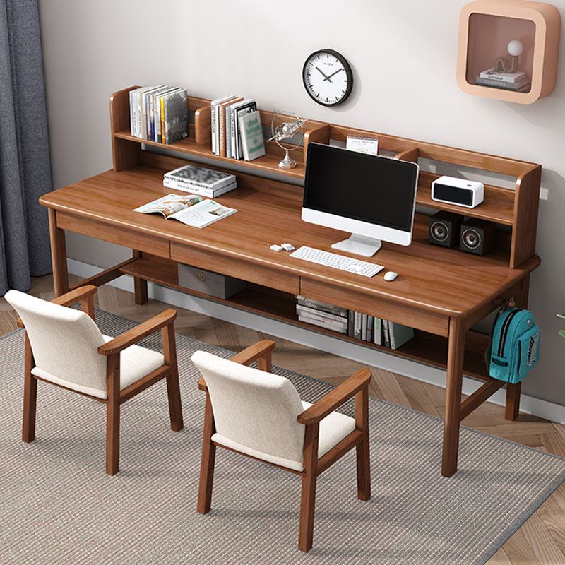 Contemporary Rectangular Solid Wood Writing Desk 3 Drawers H-shape Base Computer Desk Clearhalo 'furn' 'furn_office_desk' 'Furniture' 'Office Desks' 'Office Furniture' 'office_desk' 1200x1200_7232f36d-2d7f-4071-8a57-f549dde078a5
