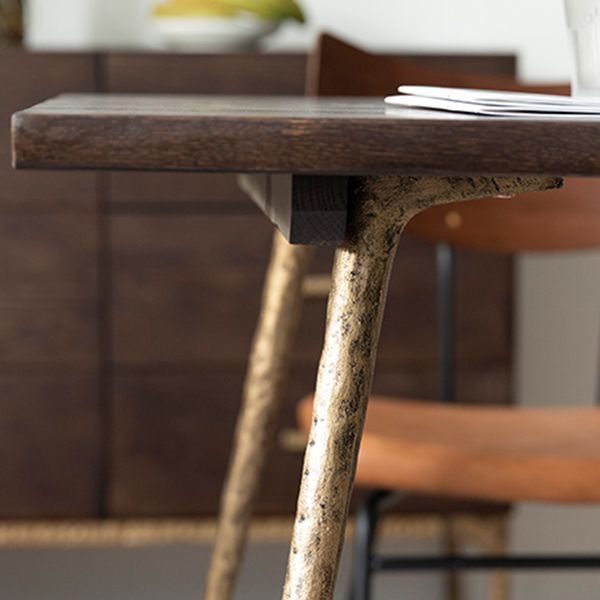 Glam Style Oak Wood Dining Table 4 Legs Table for Living Room Clearhalo 'Dining Tables & Seating' 'Dining Tables' 'dining_table' 'furn' 'furn_dining_table' 'Furniture' 'Kitchen & Dining Furniture' 1200x1200_72335c41-d6a3-45ec-ab5a-9688c0ea5c9e