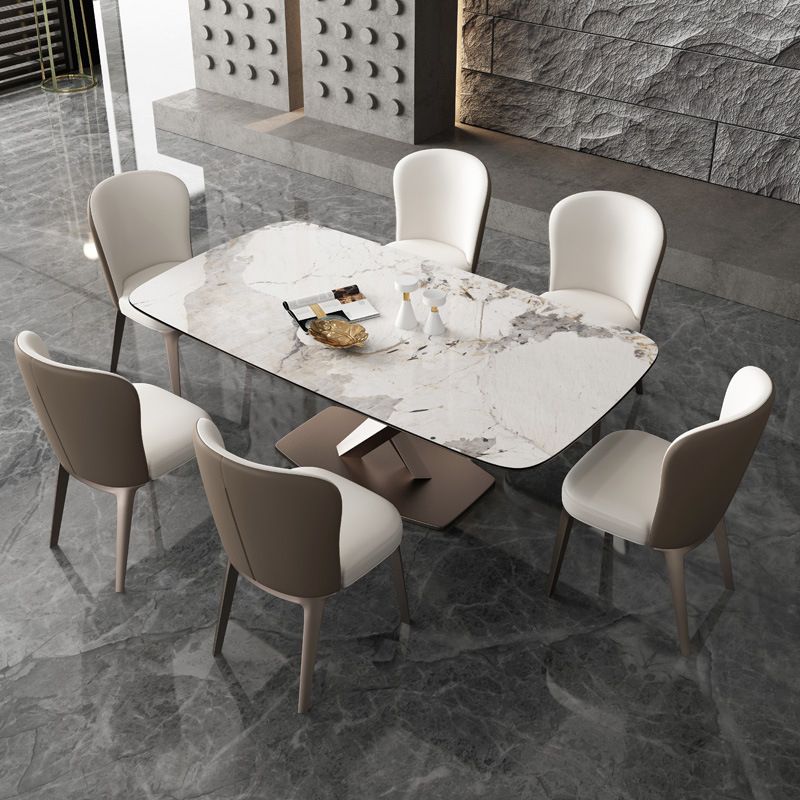 Modern Sintered Stone and Metal Dining Set Rectangle 1/2/5/7 Pieces Dining Table Set