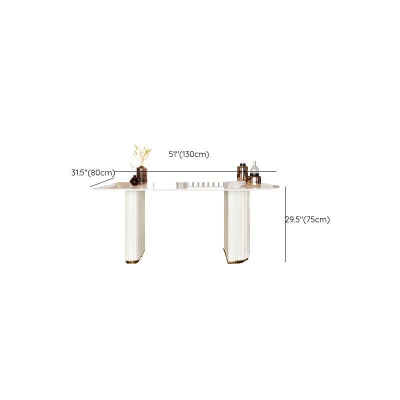 Double Pedestal Dining Table Stone Top Dining Table in White for Kitchen Clearhalo 'Dining Tables & Seating' 'Dining Tables' 'dining_table' 'furn' 'furn_dining_table' 'Furniture' 'Kitchen & Dining Furniture' 1200x1200_723628bd-1e56-4678-af70-a0fa5686c5e6