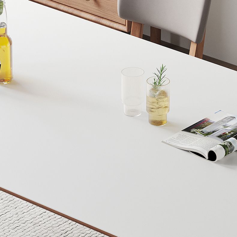 Contemporary Rectangular White Stone Dining Table with 4 Foot Clearhalo 'Dining Tables & Seating' 'Dining Tables' 'dining_table' 'furn' 'furn_dining_table' 'Furniture' 'Kitchen & Dining Furniture' 1200x1200_72375ea1-2b11-4e73-94a7-0bf56f03ed38