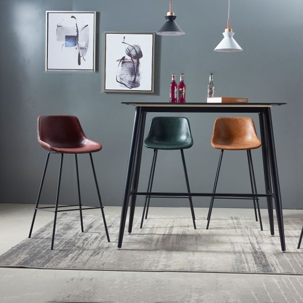 Contemporary Bar-stool PU Leather Counter Bar Stool for Kitchen with 4 Metal Legs Clearhalo 'Bar Furniture' 'Bar Stools' 'bar_stools' 'furn' 'furn_bar_stools' 'Furniture' 'Kitchen & Dining Furniture' 1200x1200_723849ba-603f-4e9f-beb8-e7200c90c31f