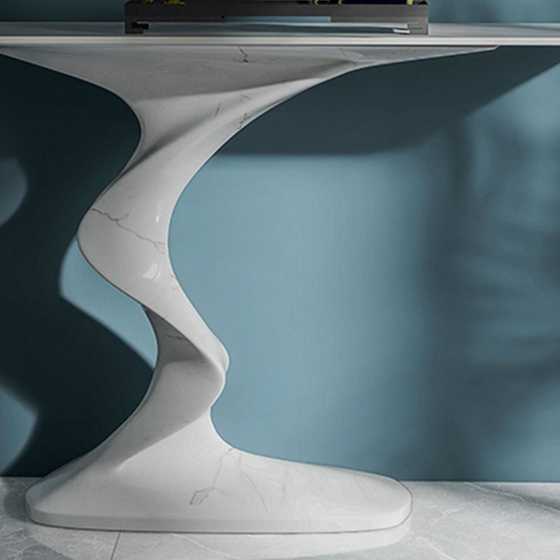 Rectangle Shape Contemporary Console Table Stone Console Sofa Table in White Clearhalo 'Console Tables' 'console_tables' 'Entry & Mudroom Furniture' 'furn' 'furn_console_tables' 'Furniture' 1200x1200_7238594b-b77d-464b-9f45-5e67e2b46506