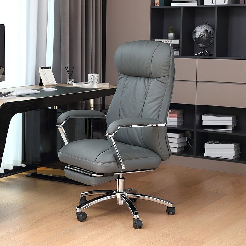 Modern Swivel Chair Adjustable Seat Height Fixed Arms Footrest Office Chair with Wheels Clearhalo 'furn' 'furn_office_chair' 'Furniture' 'Office Chairs' 'Office Furniture' 'office_chair' 1200x1200_7238975f-3384-4d0f-b255-e2c3fe3665e7