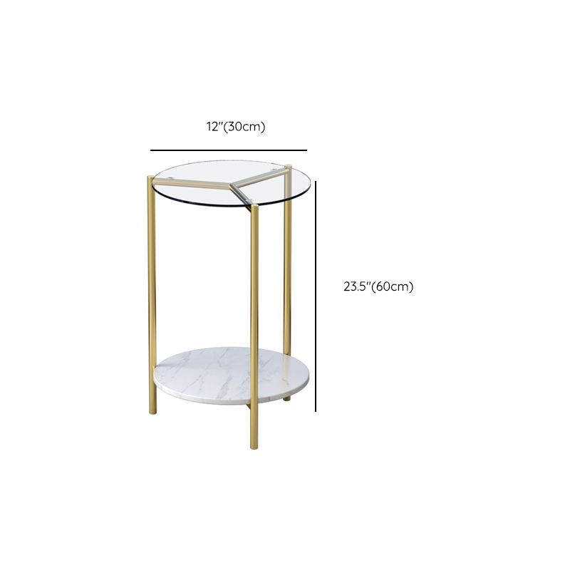 23.62 "Mesa lateral de altura Modernismo Gold Glass Top Table