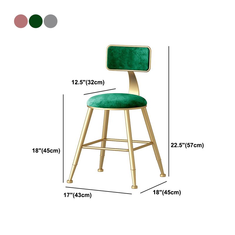 Nordic Style Backrest Counter Stool Iron Cafe Bar Stool with Velvet Cushion and Pedal Clearhalo 'Bar Furniture' 'Bar Stools' 'bar_stools' 'furn' 'furn_bar_stools' 'Furniture' 'furniture_bar_stools' 'Kitchen & Dining Furniture' 1200x1200_7241f8e0-a9e1-43a8-91d6-fefd242e5a33