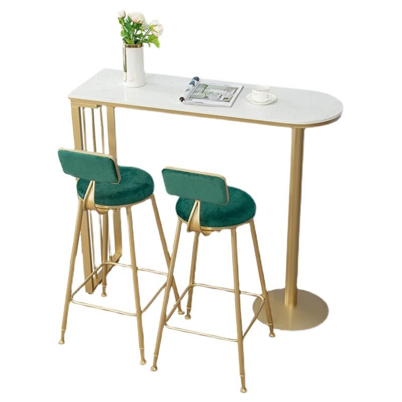 Glam Style Bar Table Faux Marble Bar Wine Table with Double pedestal Clearhalo 'Bar Furniture' 'Bar Tables' 'bar_tables' 'furn' 'furn_bar_tables' 'Furniture' 'Kitchen & Dining Furniture' 1200x1200_7242c94a-37da-4d66-9755-1448e45e4ce7