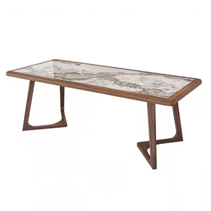 Set da tavolo da pranzo moderno rettangolare 1/4/7 PC Dinette con cornice in legno massiccio