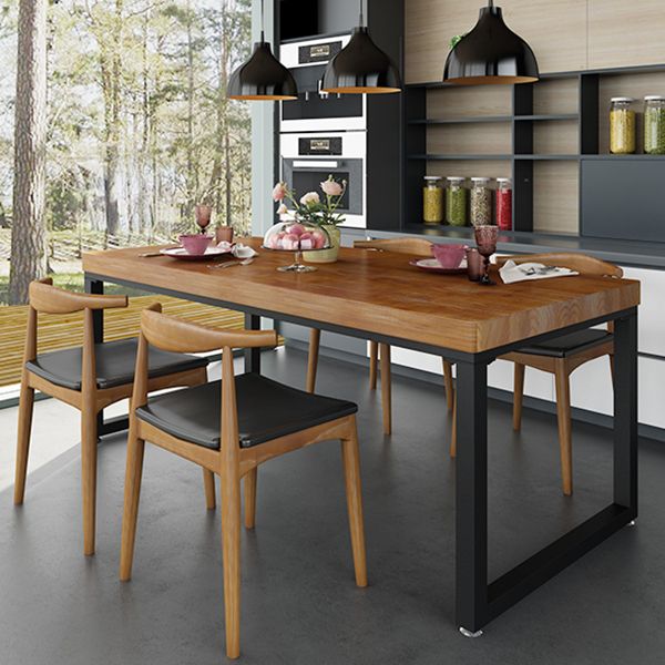 Industrial Brown Dining Table Rectangle Shape Solid Wood Dining Table with Double Pedestal Bases Clearhalo ' dining_table' 'Dining Tables & Seating' 'Dining Tables' 'furn' 'furn_dining_table' 'Furniture' 'furniture_dining_table' 'Kitchen & Dining Furniture' 'kitchen&dining_furn' 'kitchen' 'kitchen_dining_table' 1200x1200_7246c5a8-a00e-403c-b861-19a2f436dfaa