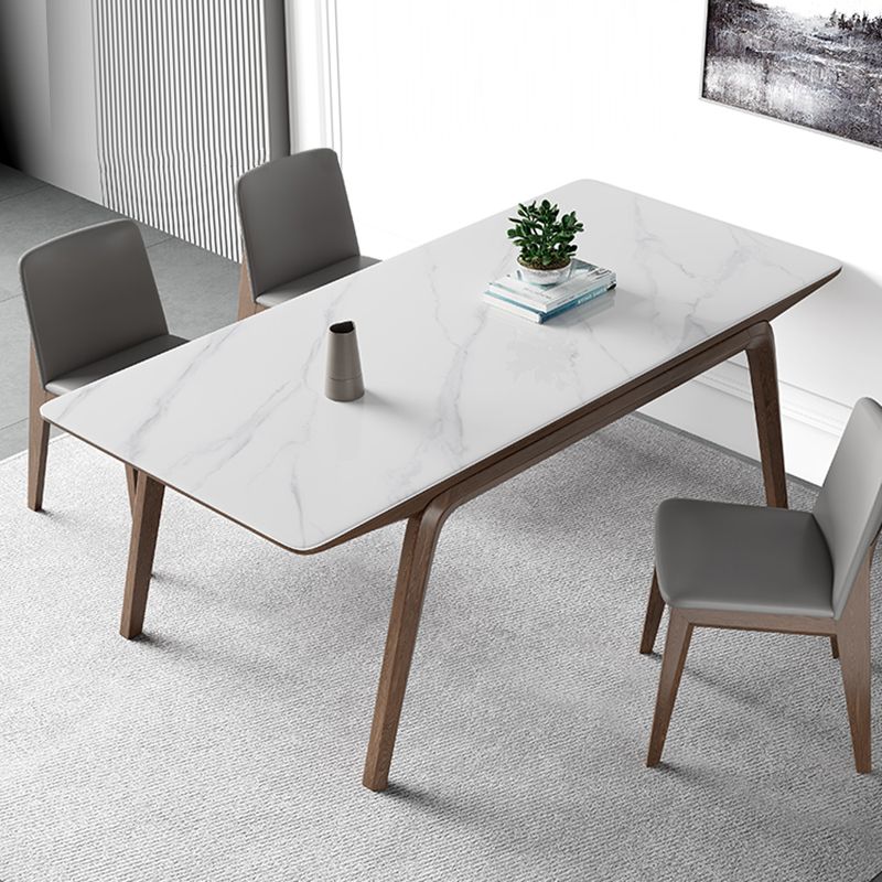 5/7 PCs zeitgenössischer Steinrechteck -Formtisch mit gepolsterter Stuhl