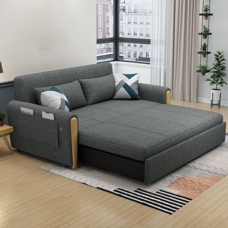 Da 30,7 "divano futon largo con archiviazione in lino pieghevole scandinavo