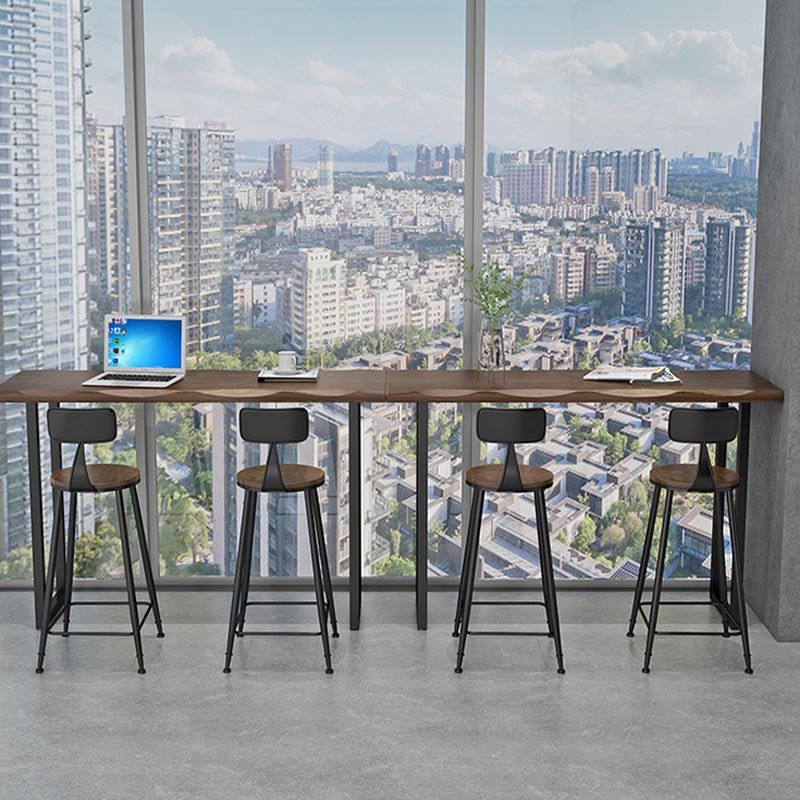 Dennenhout balktafel industriële staaftafel met ijzeren sleeënbasis