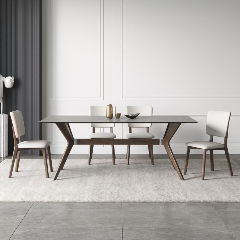 Medieval Modern Stone Dining Table Trestle Base Table for Dining Room Clearhalo 'Dining Tables & Seating' 'Dining Tables' 'dining_table' 'furn' 'furn_dining_table' 'Furniture' 'Kitchen & Dining Furniture' 1200x1200_7252cbf4-9335-4f47-afbb-da66d595d7f6