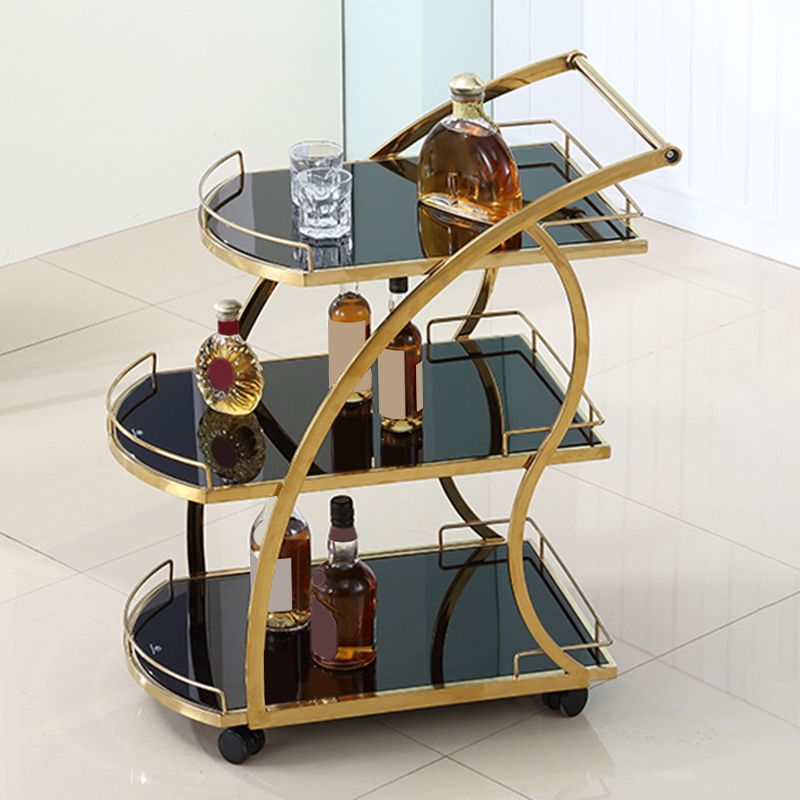 Contemporary 33.07"H Rolling Prep Table Metal Prep Table for Home Use