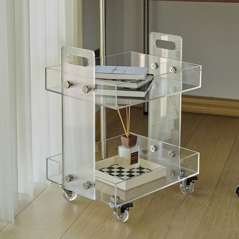 Modern Plastic Rectangular End Table Double Tier Corner Table with Storage Clearhalo 'Coffee & Accent Tables' 'End & Side Tables' 'end_side_tables' 'furn' 'furn_end_side_tables' 'Furniture' 'Living Room Furniture' 1200x1200_7253f691-a7fd-447d-8f1f-7c7d0cd9381d