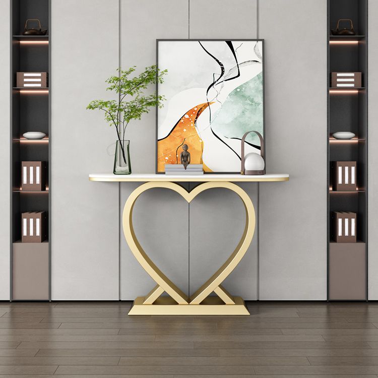 Zeitgenössischer Halbmondkonsole Tisch antikes Finish -Konsole -Sofa -Tisch