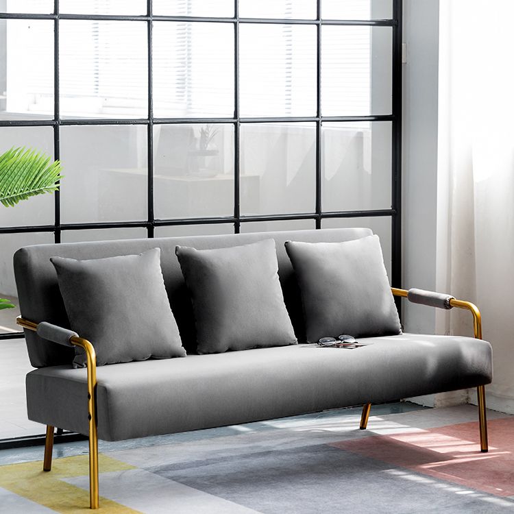 Velvet 3-seater Sofa with Pillow Top Arm for Apartment 28.35" High Clearhalo 'furn' 'furn_sofas' 'Furniture' 'Living Room Furniture' 'Sofa' 'sofas' 1200x1200_725521a2-1230-4342-a002-72f8d20381f0