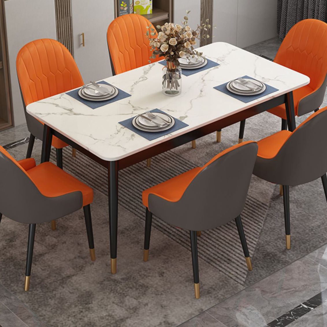 Modern Style Sintered Stone Dining Table White Rectangle Table with 4 Legs Clearhalo ' dining_table' 'Dining Tables & Seating' 'Dining Tables' 'furn' 'furn_dining_table' 'Furniture' 'furniture_dining_table' 'Kitchen & Dining Furniture' 'kitchen&dining_furn' 'kitchen' 'kitchen_dining_table' 1200x1200_7256c815-0ecb-49e1-9370-b2c3c6cc5e2f