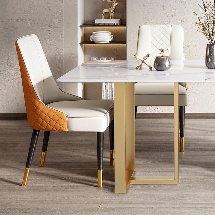 Metal Contemporary Rectangular Dining Table Sintered Stone Top Table for Dining Room Clearhalo ' dining_table' 'Dining Tables & Seating' 'Dining Tables' 'furn' 'furn_dining_table' 'Furniture' 'furniture_dining_table' 'Kitchen & Dining Furniture' 'kitchen&dining_furn' 'kitchen' 'kitchen_dining_table' 1200x1200_725808a9-ae06-48eb-8e75-5af766d1952d
