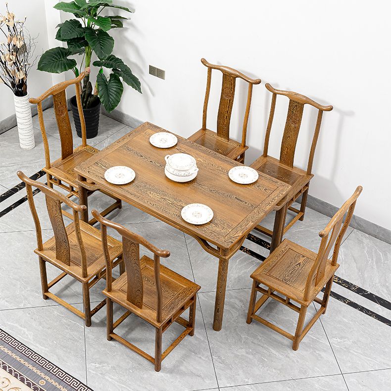 Traditional Style Solid Wood Dining Set with Rectangle Shape Table and 4 Legs Base Clearhalo 'Dining Room Sets' 'Dining Tables & Seating' 'dining_room_set' 'furn' 'furn_dining_room_set' 'Furniture' 'furniture_dining_room_set' 'Kitchen & Dining Furniture' 'kitchen&dining_furn' 'kitchen' 1200x1200_7258e6df-62c5-4881-a80c-79d02ec55bba