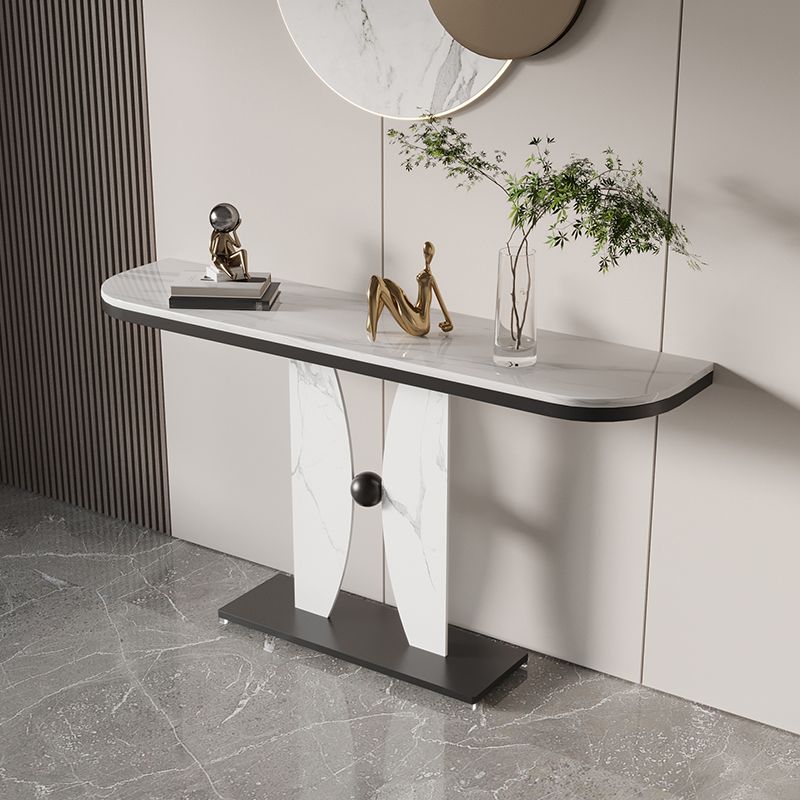 Mesa de consola de 31.5 pulgadas de altura Stone Half Moon Accent Table para Hall