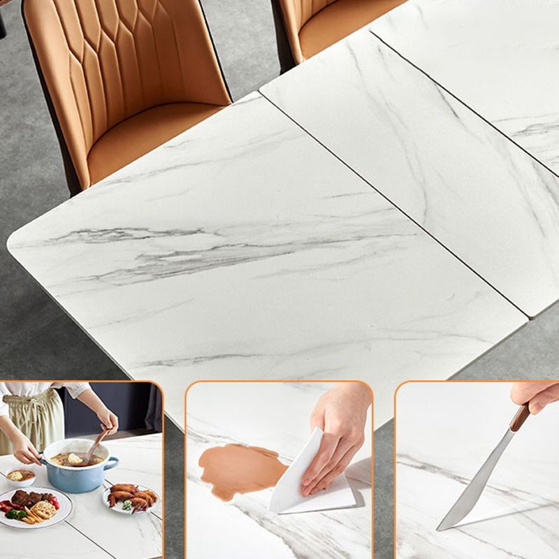 White Contemporary Rectangular and Round Easy Folding Dining Table Clearhalo 'Dining Tables & Seating' 'Dining Tables' 'dining_table' 'furn' 'furn_dining_table' 'Furniture' 'Kitchen & Dining Furniture' 1200x1200_725ac0a5-a31b-48e0-b9d6-b3fa1764e3ac