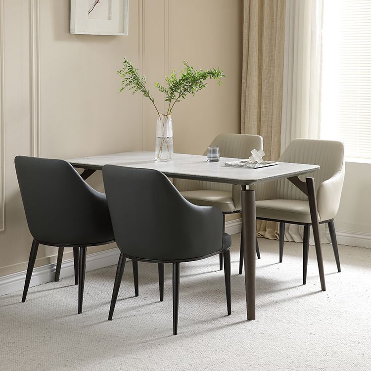 Eigentijdse arm eetstoelen faux lederen Parsons eetkamerstoel