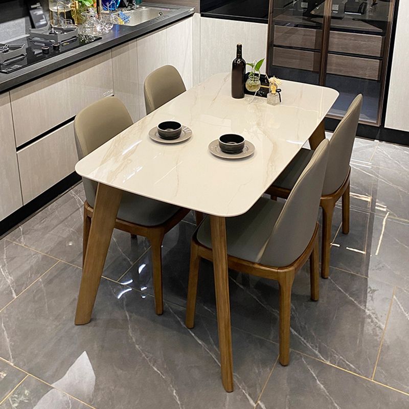Modern Rectangle Dining Table Sintered Stone Dinner Table with Wooden Legs Clearhalo 'Dining Tables & Seating' 'Dining Tables' 'dining_table' 'furn' 'furn_dining_table' 'Furniture' 'Kitchen & Dining Furniture' 1200x1200_725d8cd0-b3f7-4c7c-a696-f624e0f45c2b