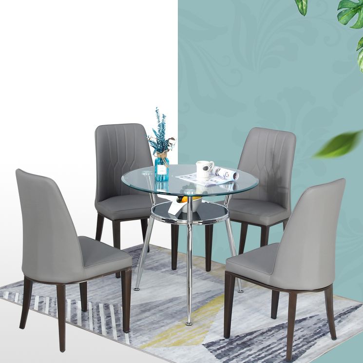 Tripod Base Dining Table Simple Glass-top Dining Table for Kitchen Home Clearhalo ' dining_table' 'Dining Tables & Seating' 'Dining Tables' 'furn' 'furn_dining_table' 'Furniture' 'furniture_dining_table' 'Kitchen & Dining Furniture' 'kitchen&dining_furn' 'kitchen' 'kitchen_dining_table' 1200x1200_726053ee-2391-4fba-8af8-0b0ebad9085c
