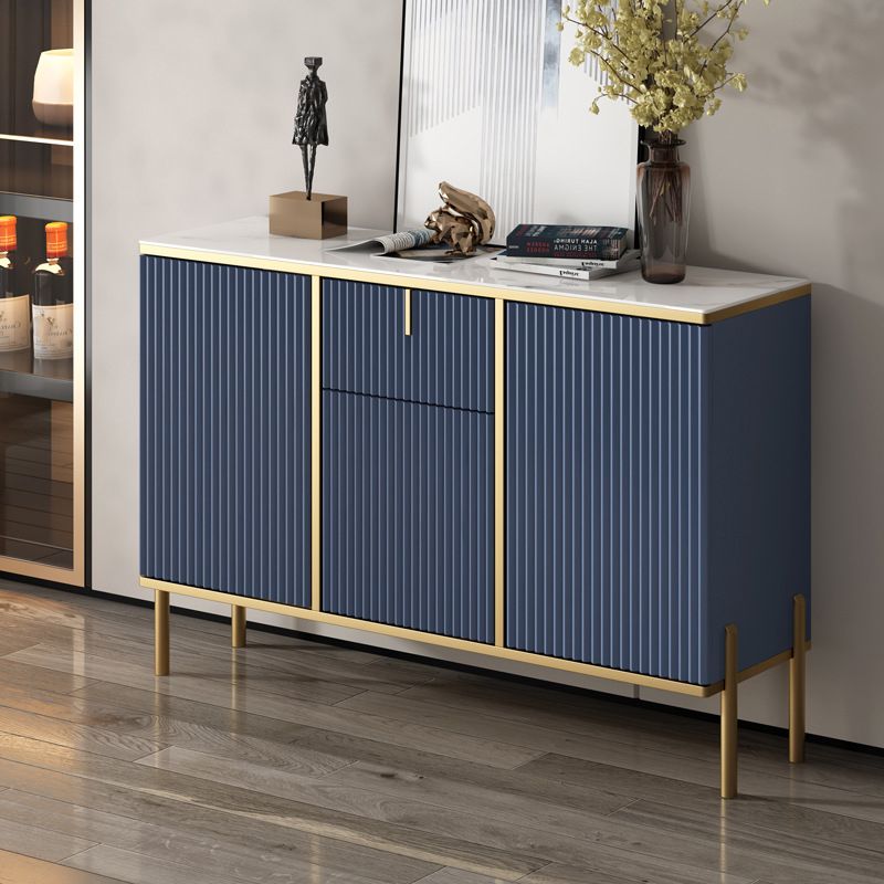 Glam Style Buffet Sideboard Sintered Stone Top Server with Door and Drawer for Home Use Clearhalo 'buffet_sideboard' 'Buffets & Sideboards' 'furn' 'furn_buffet_sideboard' 'Furniture' 'Kitchen & Dining Furniture' 1200x1200_7260e600-c4a0-4273-ad7c-145fe2e141a2