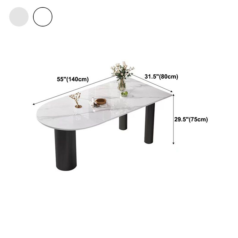 Modern White and Black Dinner Table Stone Top Tripod Base Dining Table Clearhalo 'Dining Tables & Seating' 'Dining Tables' 'dining_table' 'furn' 'furn_dining_table' 'Furniture' 'Kitchen & Dining Furniture' 1200x1200_7262b370-6010-4008-b30d-37aba9df6006