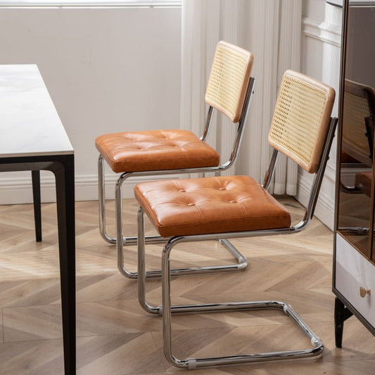 Chaise d'appoint de style industriel en cuir ouvert arrière