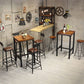 Industrial Square Solid Wood Bar Table Set 1/2/3/5 Pieces Counter Table with High Stools