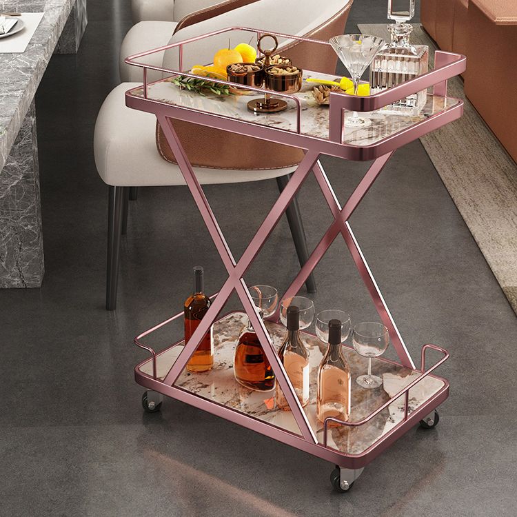モダンなダイニングルーム準備テーブルローリングオープンシェルフキッチントロリー