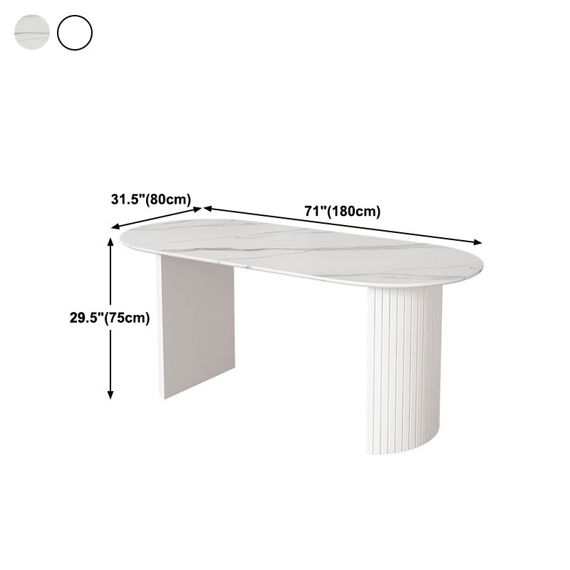 Stone Top Table Contemporary Dining Table with Sled Base in White Clearhalo 'Dining Tables & Seating' 'Dining Tables' 'dining_table' 'Furniture' 'furniture_dining_table' 'Kitchen & Dining Furniture' 'kitchen' 'kitchen_dining_table' 1200x1200_726732a5-3300-4645-9a3b-019da30558a2
