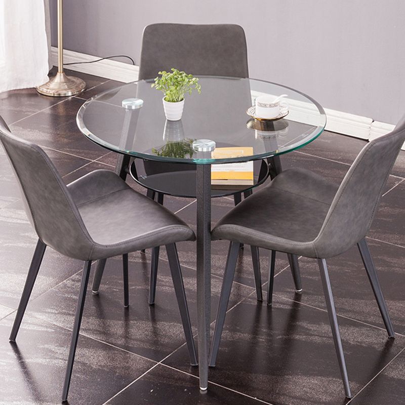 モダンなスタイルの丸い家具透明なガラスダイニングサイトテーブルと三脚ベース