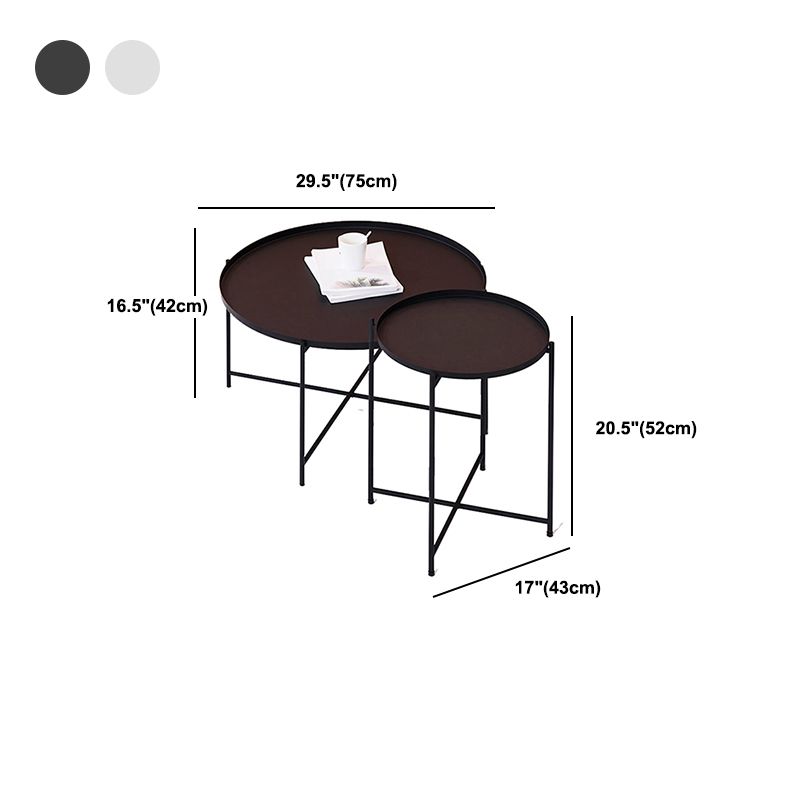 Cross Legs Tray Top Coffee Table Round Metallic Cocktail Table Clearhalo 'Coffee & Accent Tables' 'Coffee Tables' 'coffee_tables' 'furn' 'furn_coffee_tables' 'Furniture' 'Living Room Furniture' 1200x1200_726a9000-43ab-4cd6-ab49-f01fa238a4d4