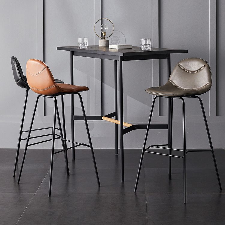 Industrial Leather Iron Counter Stools Low Back Bar Stools with 4 Legs for Kitchen Clearhalo 'Bar Furniture' 'Bar Stools' 'bar_stools' 'furn' 'furn_bar_stools' 'furniture_bar_stools' 'Kitchen & Dining Furniture' 'kitchen&dining_furn' 'kitchen' 'kitchen_furn' Furniture' 1200x1200_726cd1f0-9196-4bfe-9785-222622eefa3d