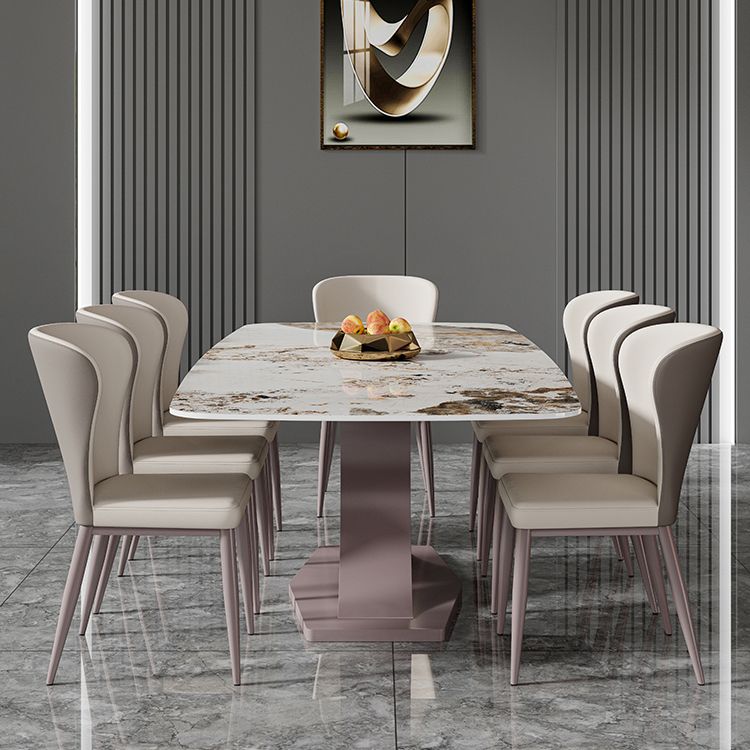 Nordic Glam Rectangle Sintered Stone Dining Table Set 1/4/6/7 Pieces Dining Set Clearhalo 'Dining Room Sets' 'Dining Tables & Seating' 'dining_room_set' 'furn' 'furn_dining_room_set' 'Furniture' 'furniture_dining_room_set' 'Kitchen & Dining Furniture' 1200x1200_726e75ef-edcd-4575-83ae-9856ffbbddb8