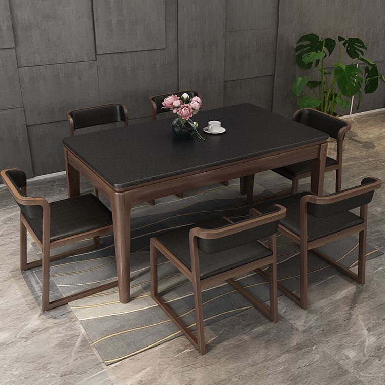 Sintered Stone Dining Table Mid-Century Modern Style 4 Legs Base Table for Dining Room Clearhalo ' dining_table' 'Dining Tables & Seating' 'Dining Tables' 'furn' 'furn_dining_table' 'Furniture' 'furniture_dining_table' 'Kitchen & Dining Furniture' 'kitchen&dining_furn' 'kitchen' 'kitchen_dining_table' 1200x1200_726e7eb3-d319-4e0a-b47d-f0a82192b740