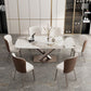 Metal Traditional Luxury Rectangle Table Sintered Stone Dining Table for Kitchen and Dining Room Clearhalo ' dining_table' 'Dining Tables & Seating' 'Dining Tables' 'furn' 'furn_dining_table' 'Furniture' 'furniture_dining_table' 'Kitchen & Dining Furniture' 'kitchen&dining_furn' 'kitchen' 'kitchen_dining_table' 1200x1200_726f2f29-f171-4b9f-9d6f-416f3c207160