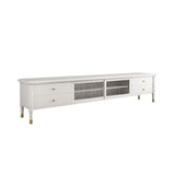 Modern TV Stand 4 Drawers TV Console with Cabinet- Black/White