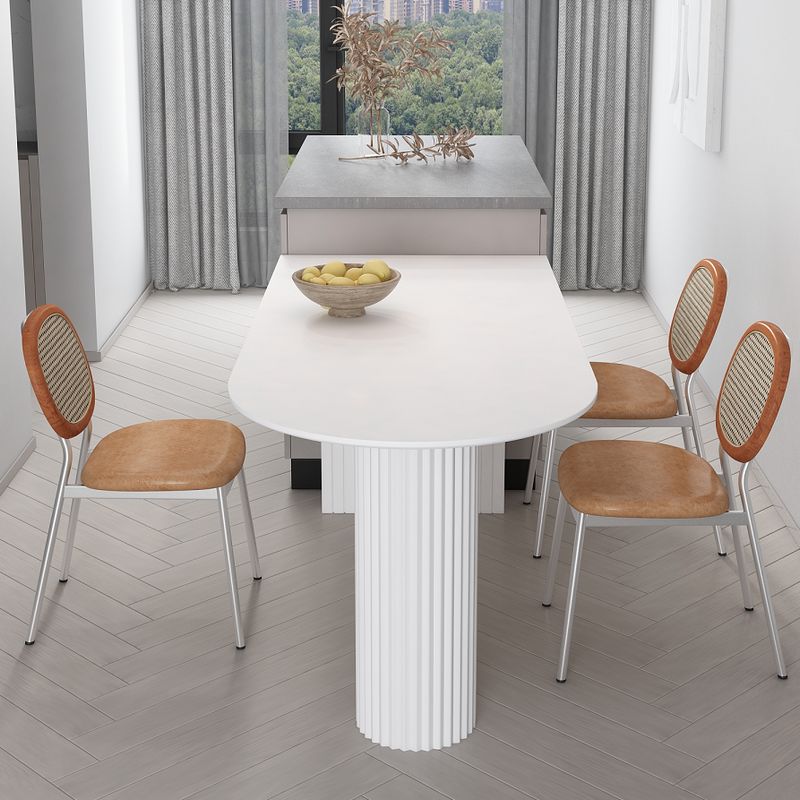 Irregular Shape White Table for Restaurant Modern Island Table with Double Pedestal Clearhalo 'Dining Tables & Seating' 'Dining Tables' 'dining_table' 'furn' 'furn_dining_table' 'Furniture' 'furniture_dining_table' 'Kitchen & Dining Furniture' 'kitchen' 'kitchen_dining_table' 1200x1200_72718dd8-d656-4465-bf09-c4f6ca70c3f8