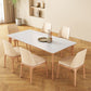 Mid-Century Dining Room Table Rectangle Stone Dinette Table in White
